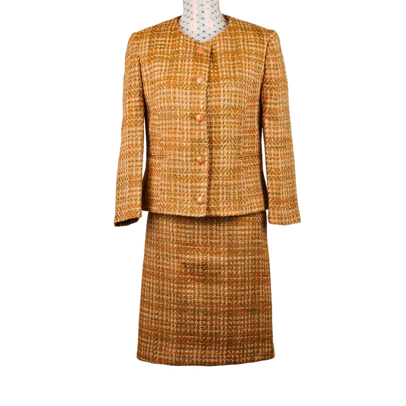 CBK Suit, Alipek Chanel Look Jacket - Multi color Brown/beige/orange