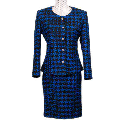 CBK-Anzug, Chanel-Look – blaues Ekose-Muster