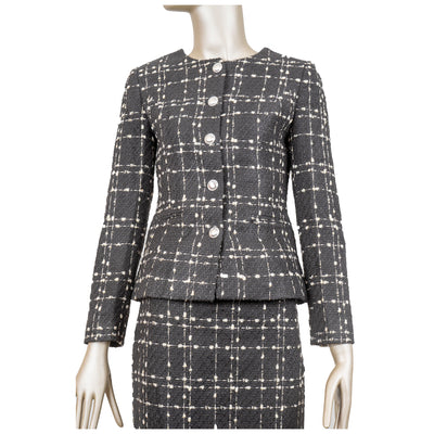 CBK Suit, Chanel-Look JACKET - Black with white & gold pattern