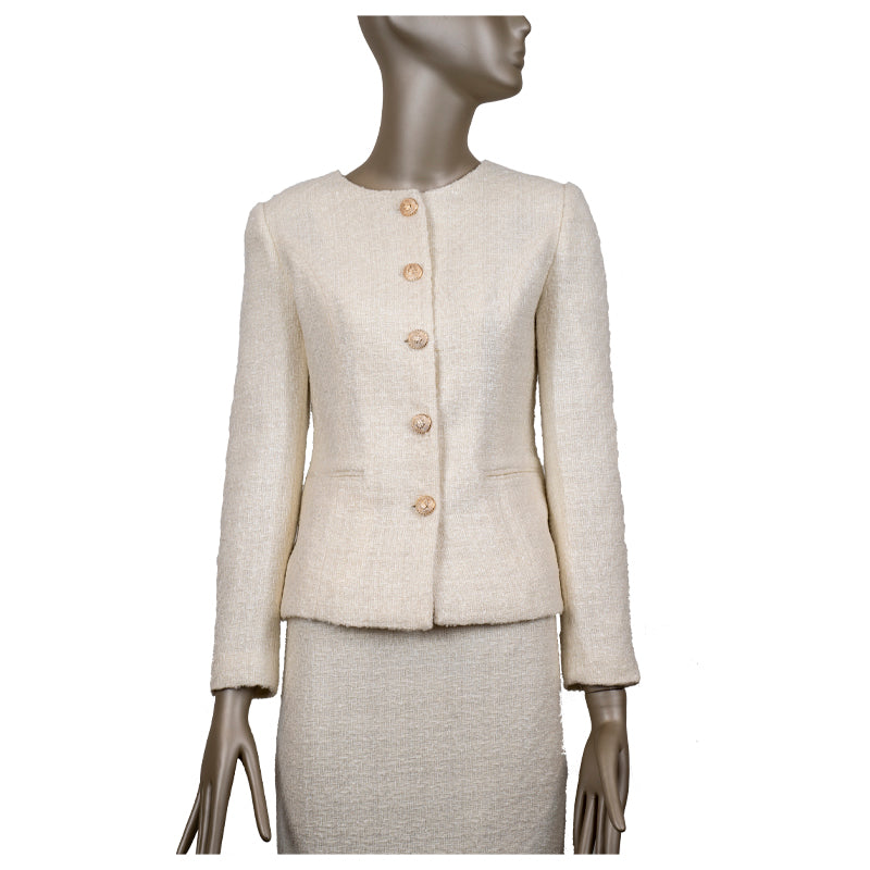 CBK suit, Chanel-Look JACKET - White with silver glitter