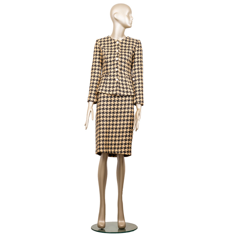 CBK Suit, Chanel-Look SKIRT - Black & brown check with shine
