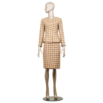 CBK suit, Chanel-Look SKIRT - Beige with multi color & gold threads