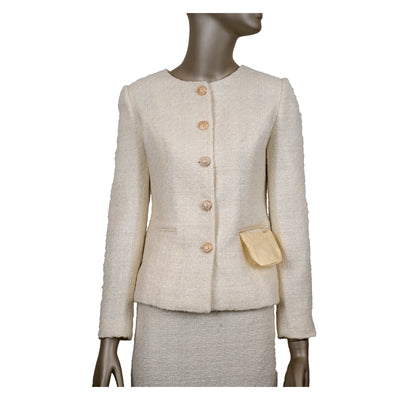 CBK suit, Chanel-Look JACKET - White with silver glitter