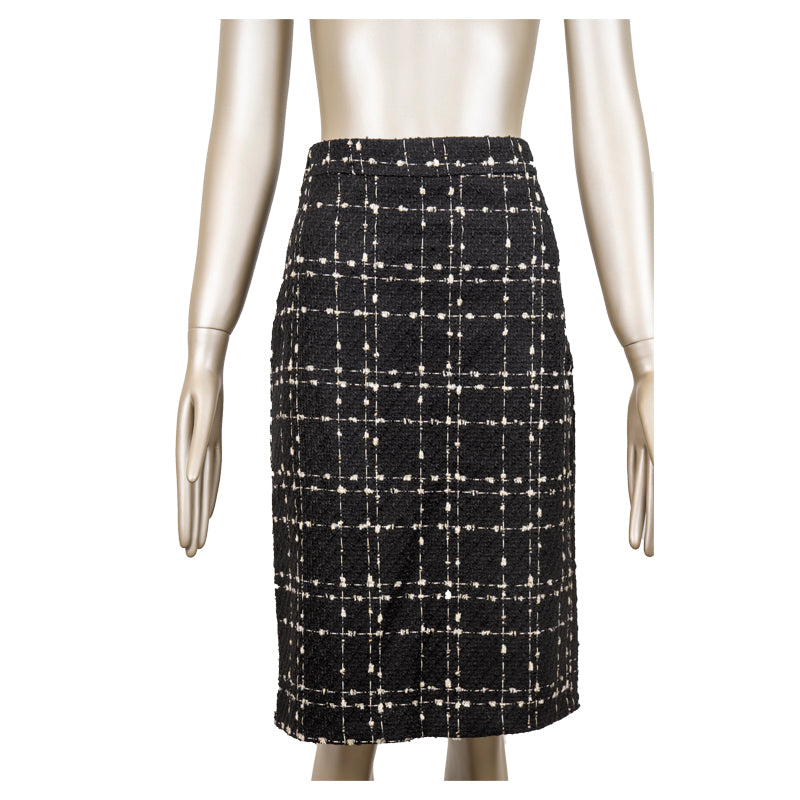 CBK Suit, Chanel-Look SKIRT - Black with white & gold pattern