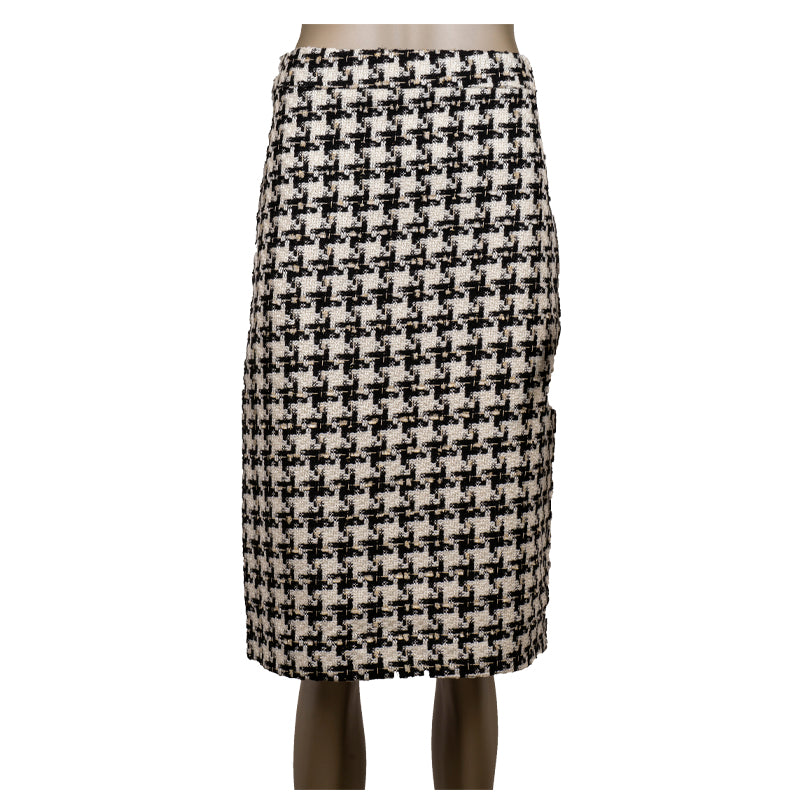 CBK Suit, Chanel-Look SKIRT - Black & white check with gold sparkles