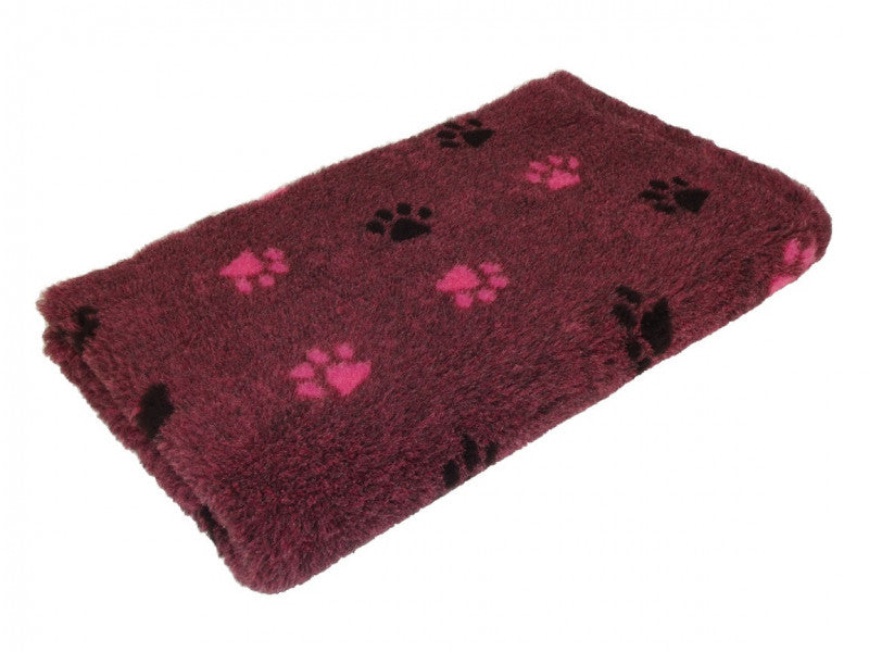Non-slip Vetbed Plum with 2 Colored Paws 100 x 150 cm - 30 mm thick