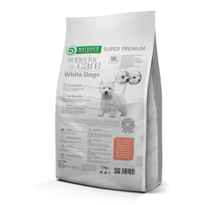 Nature's Protection White Dogs Adult Small Breed, SALMON - Small kibbles