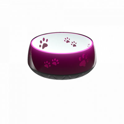 Water bowl aubergine in a nice glassy look with paws 