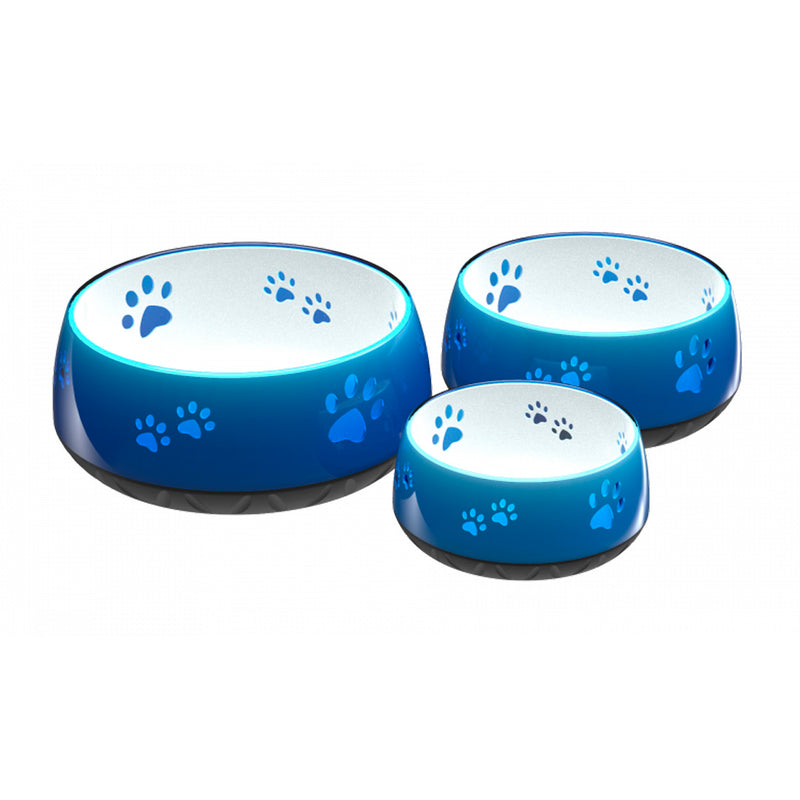 Water bowl deep blue in a nice glassy look with paws 