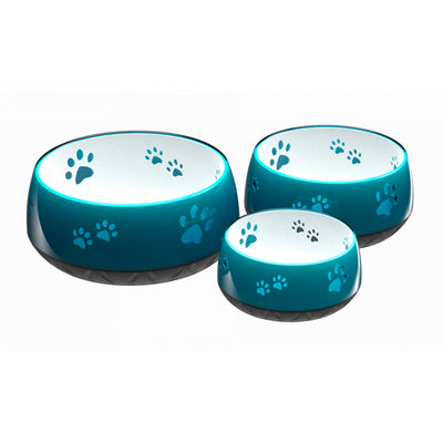 Water bowl petroleum blue in a nice glassy look with paws 
