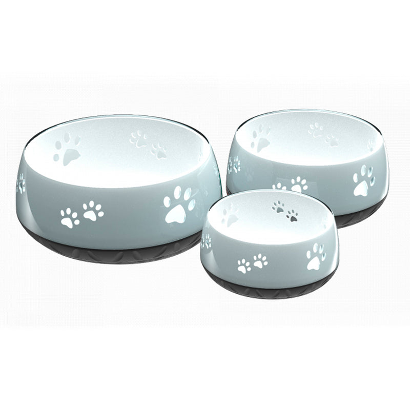 Water bowl dark mother-of-pearl in a nice glassy look with paws 