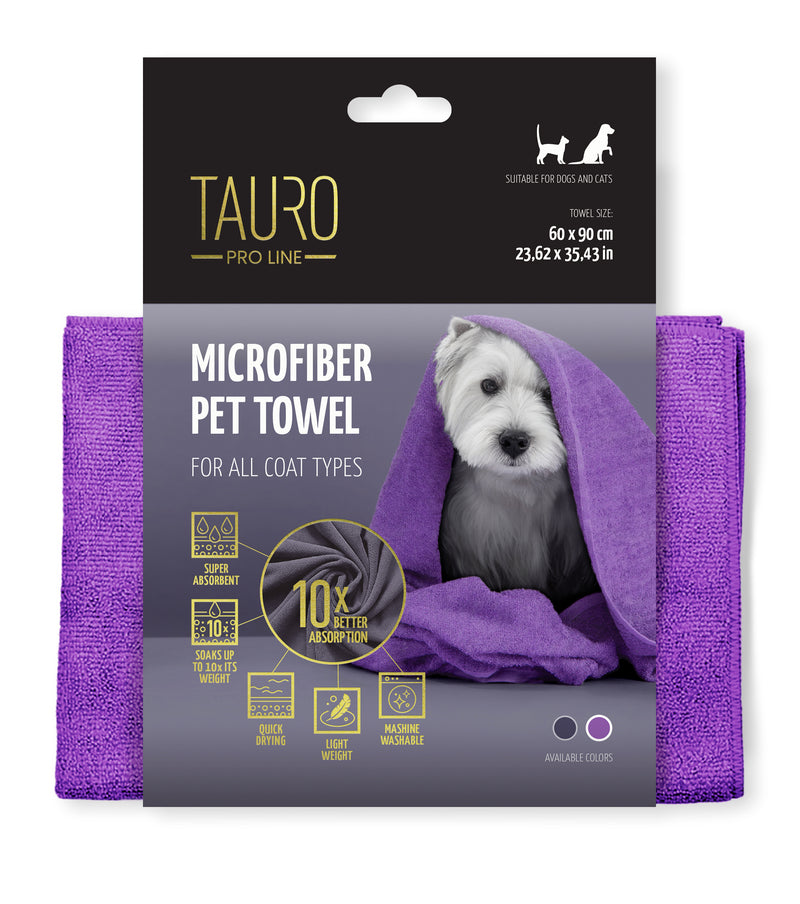 Tauro Pro Line Microfiber towel in Purple - 90 x 60 cm 